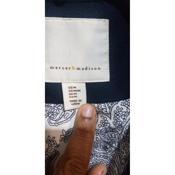 Mercer & Madison Womens Navy Blue Corduroy One Button Blazer Jacket Sz M - Picture 3 of 8